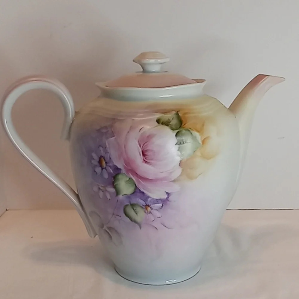 Vintage German Plankenhammer Floss Bavarian Porcelain 3 PC Teapot Sugar Creamer